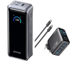 Anker Prime Power Bank, 26.250mAh + Anker 140W USB-C oplader - Geschikt als lader voor laptops - 4 poorten voor snelladen van meerdere apparaten