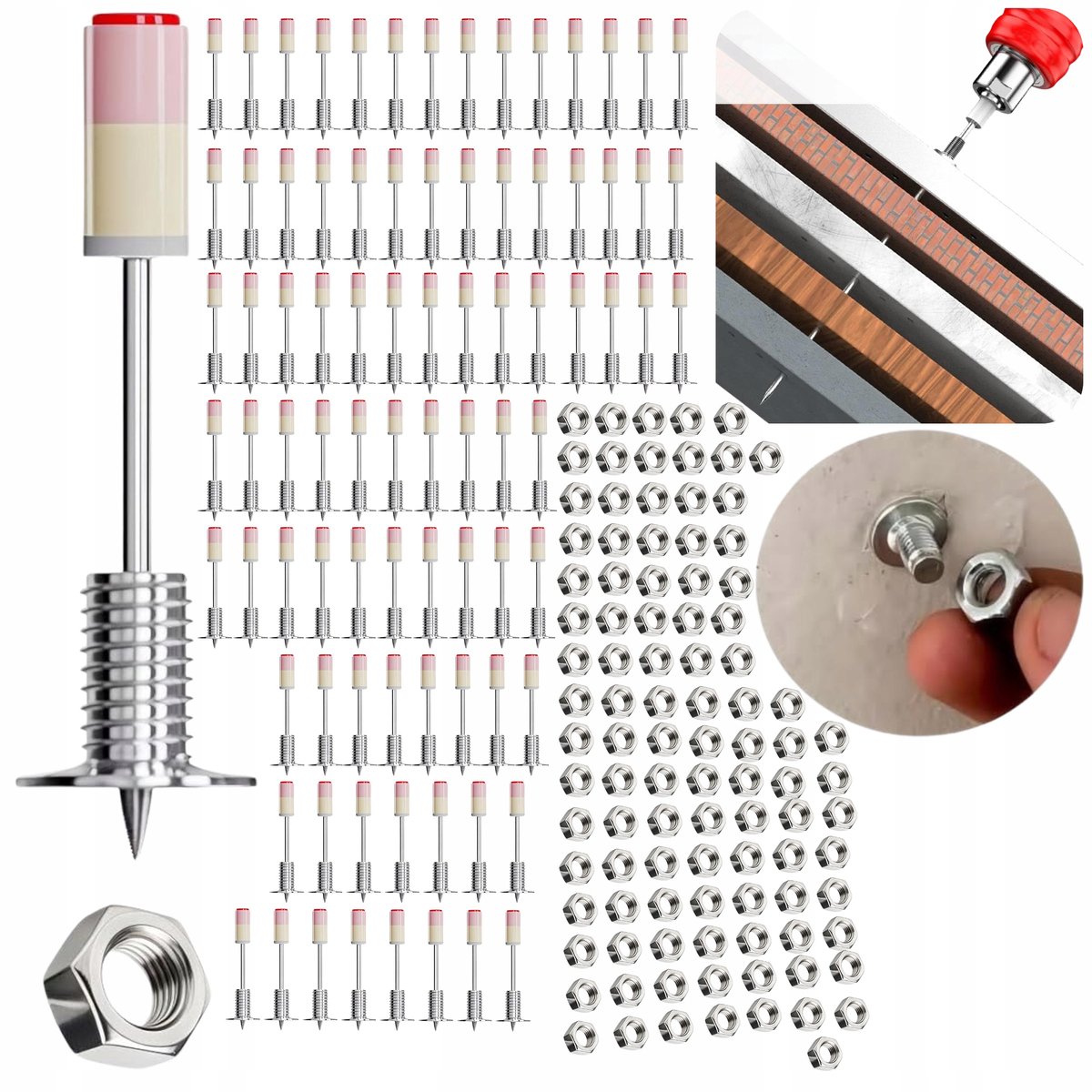100x Gwoesten met M8 schroefdraad voor beton, metaal, hout - 52mm