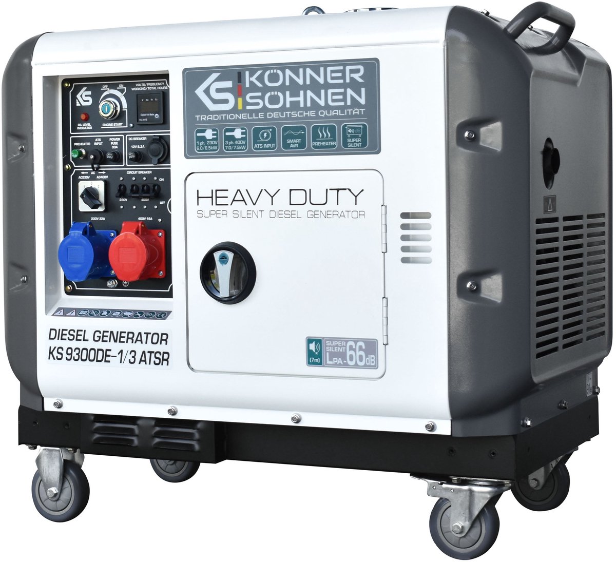 Dieselgenerator Könner & Söhnen KS 9300DE-1/3 ATSR - 7,5 kW - 230V/400V - 66 dB