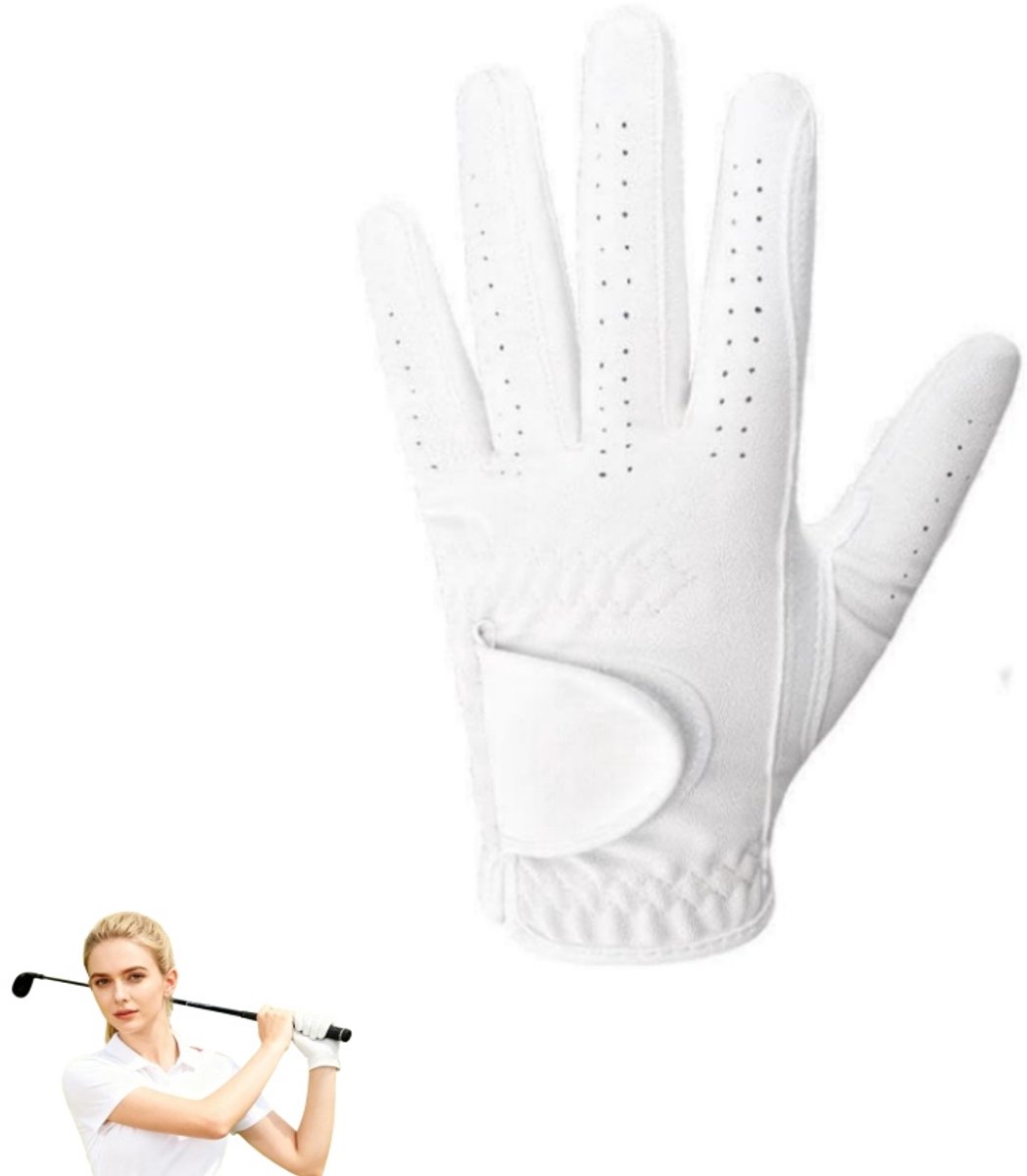 1 stuk - Golfhandschoenen - 22 cm linker golfhandschoenen - Antislip golfhandschoenen - Ademende en comfortabele outdoor sporthandschoenen - Zonwerende golfhandschoenen - Geschikt voor golf en outdoor activiteiten (wit)