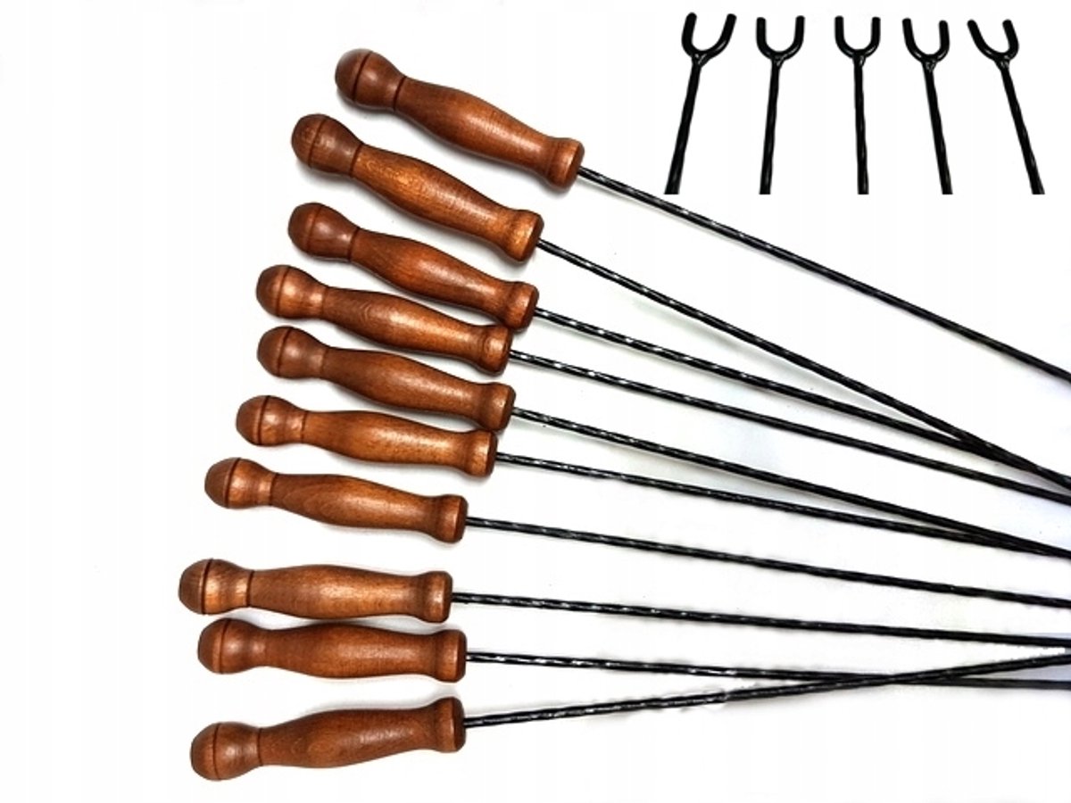 RVS Vleesvorken 120cm + 10 Steunen voor Grillen en Kampvuur