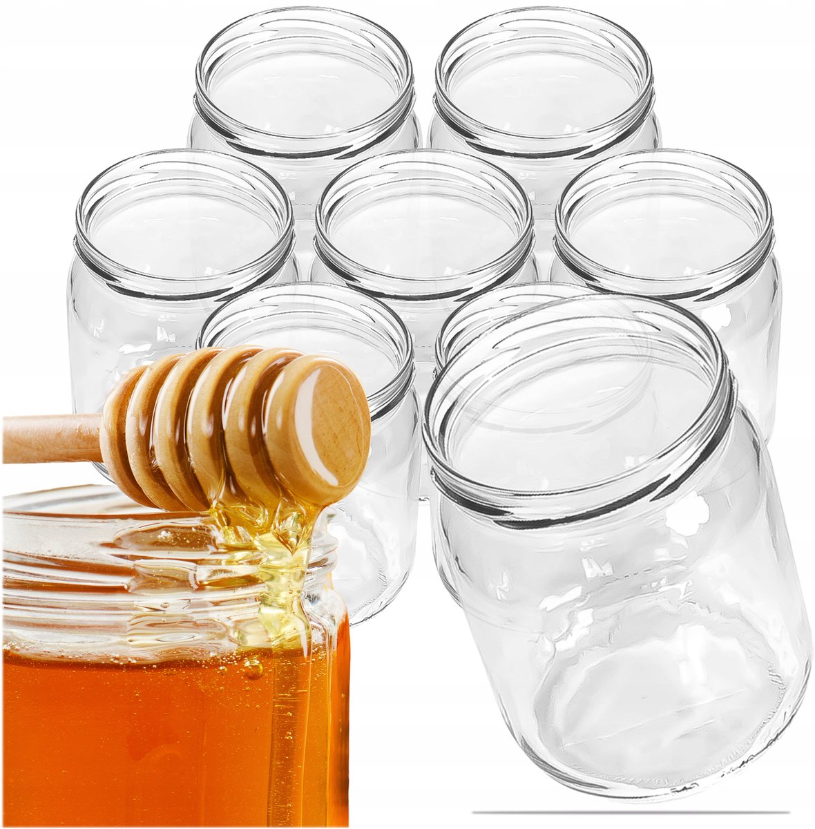 8x Glazen Pot 0,54L 540ml voor Honing, Jam, Groenten - Zonder Deksel