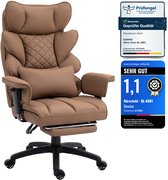 Dowinx Gamingstoel - ergonomische bureaustoel - pocketvering zitting - dubbele zachte rugleuning - verstelbaar lendenkussen - armleuningen - uitschuifbare voetsteun - PU leer - bruin