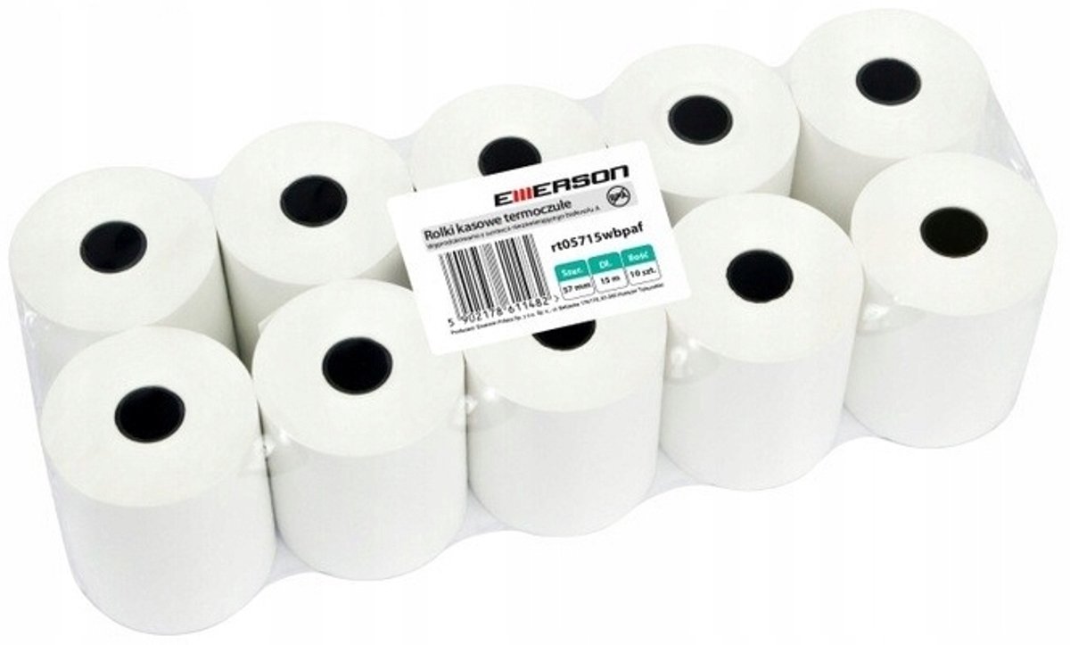 Emerson Thermische Rol 57x15m - 10 stuks, BPA-vrij, 7 jaar printgarantie