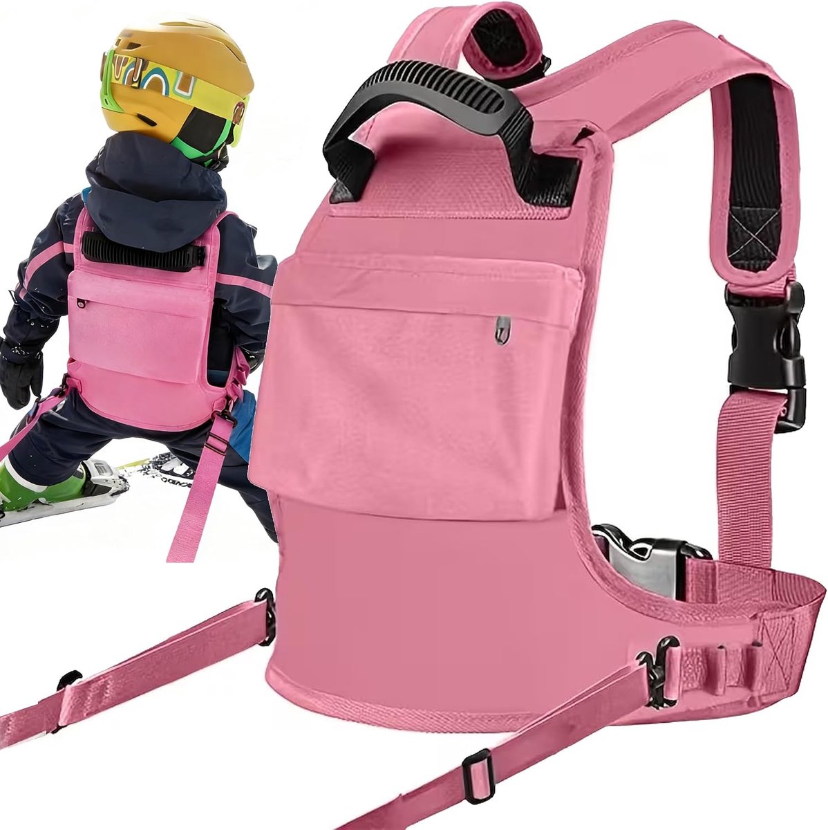 Ski en Snowboard gordel voor kinderen, Ski dragegordel met verstelbare lijn en tas, Afneembare snowboard accessoires - ShopVlot