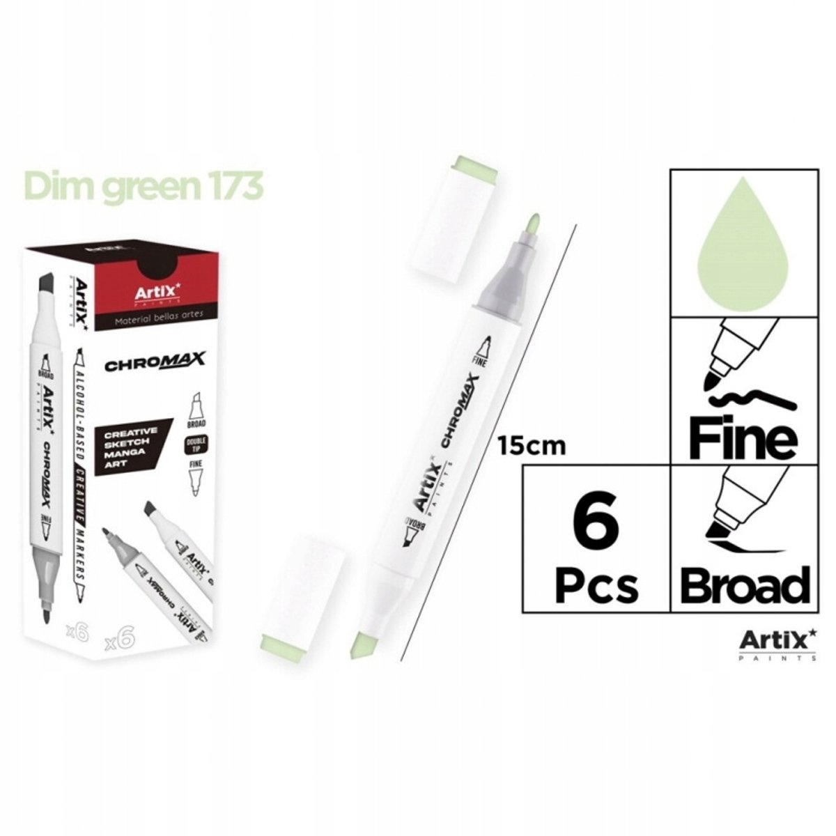 Merkloos Dubbelzijdige Marker - DIM GREEN - Alcoholbasis
