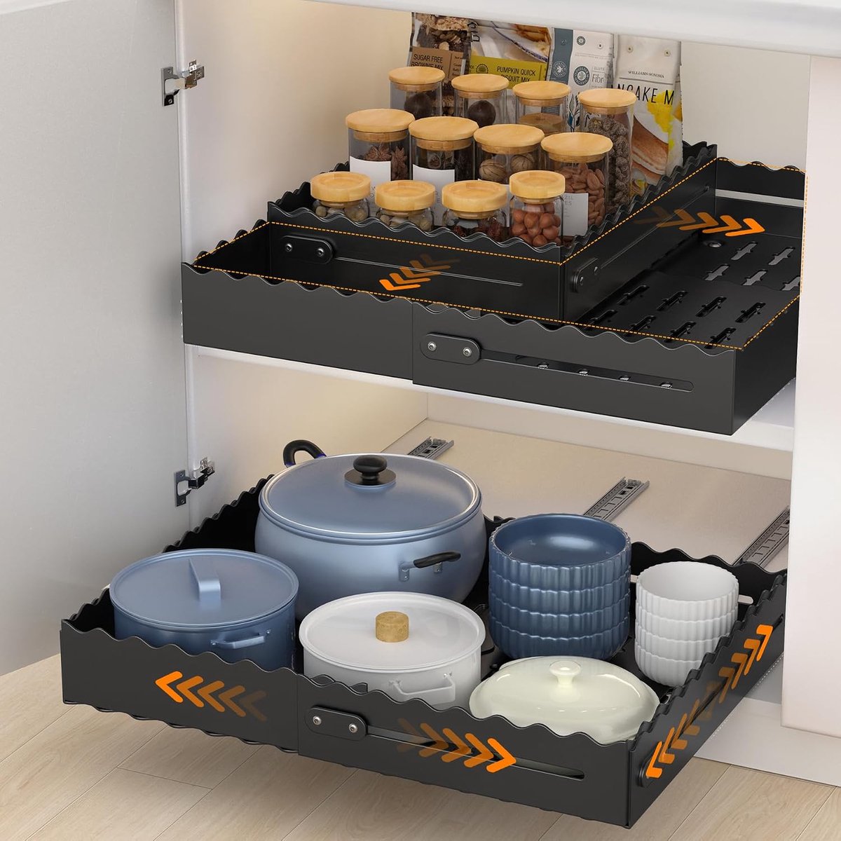 1 pak uitbreidbare uittrekbare keukenkast organizer (wit) - ShopVlot