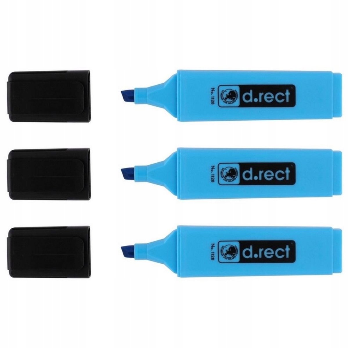3x Blauwe Markeerstiften D.Rect - Essentieel Kantoorartikel