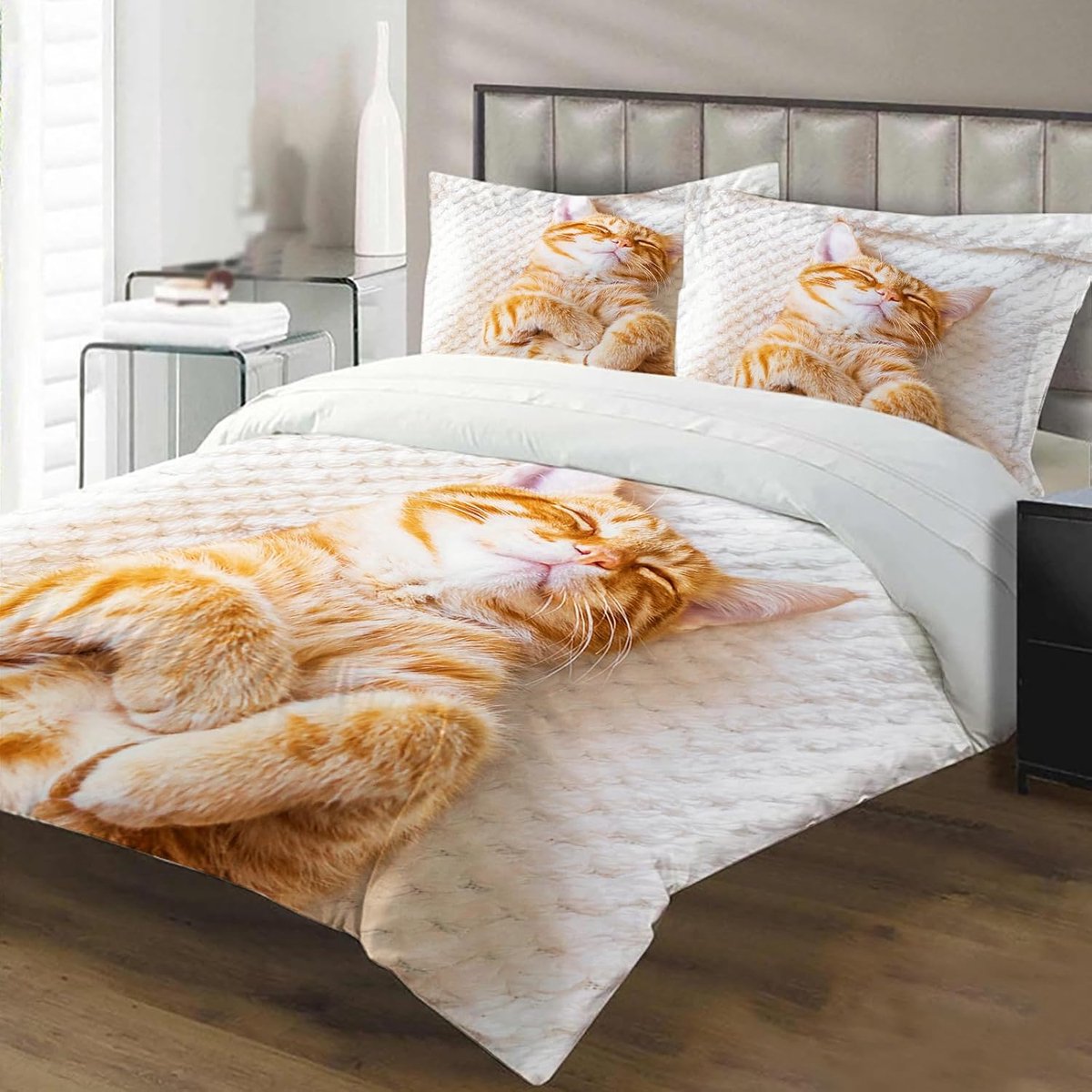 Bedding Set Cat Children's Bedding Set with Duvet Cover and Pillowcase 65 x 65 cm Kitty Pattern Duvet Cover 3D Pet Cat - ShopVlot