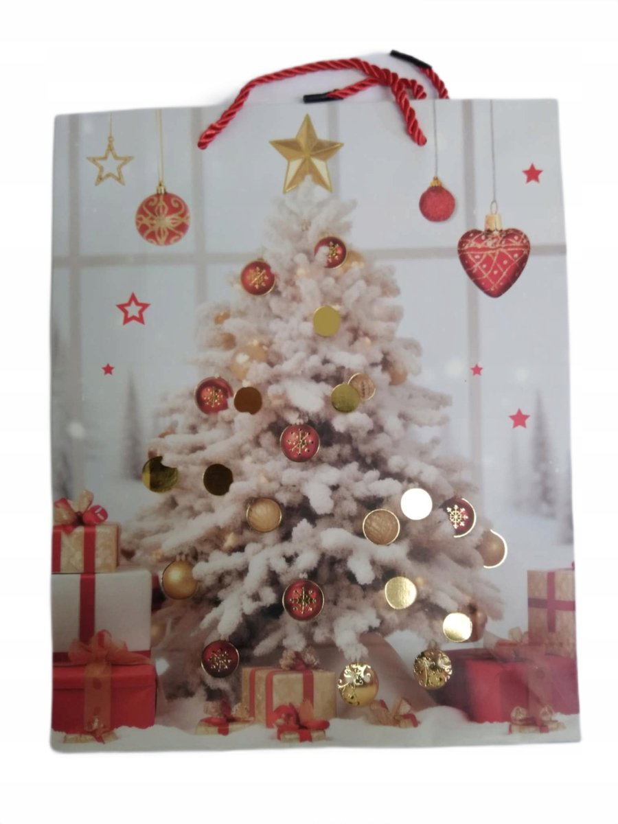 4x Cadeautas Kerst Wintertas 32x26 cm