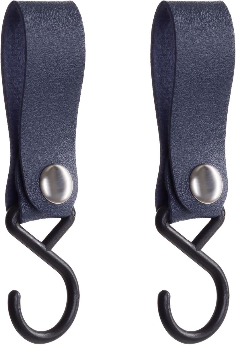 QUVIO Hanging Hook with Leather Strap, Set of 2 Clothes Hooks, Clothes Hangers, Storage, Kitchen Hooks, Metal Hooks - ShopVlot