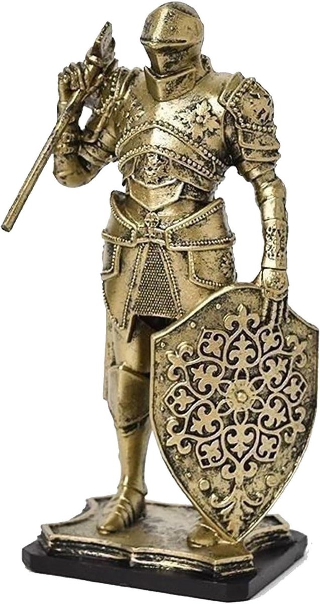 Vintage Gold Royal Tomahawk Knight Carved Ornament, Medieval Guard Carved Ornament, Classic Office Living Room Wine - ShopVlot