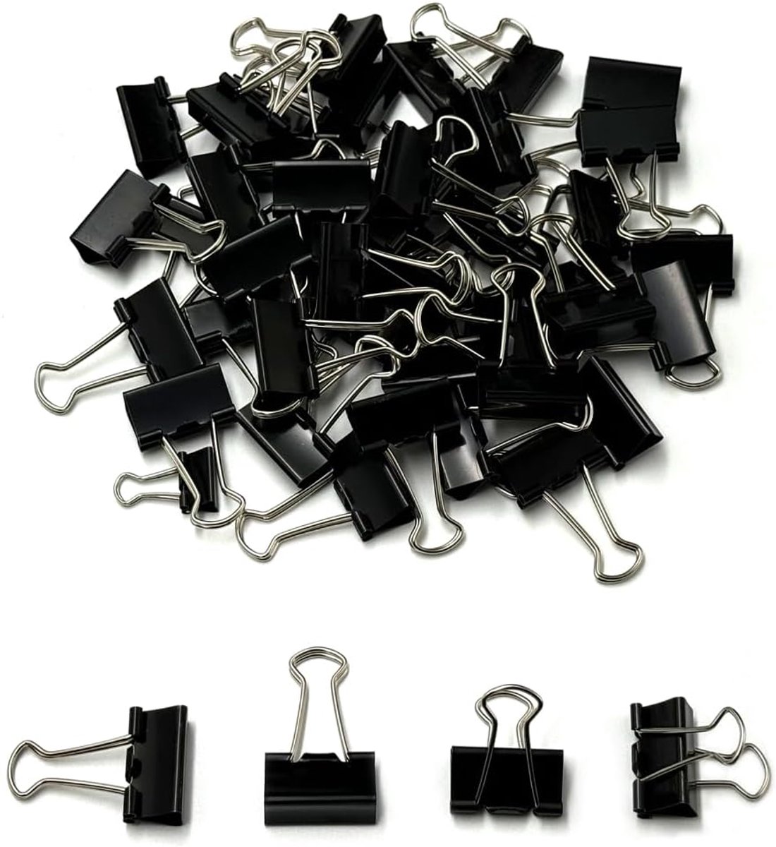 45Pcs Paper Clips - 25mm Black Metal Bulldog Clips Office Paper Clip Foldback Clips Clamps For Paperwork Extra Strong - ShopVlot