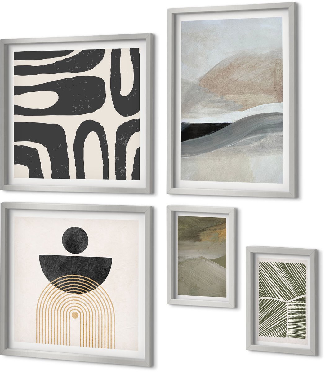 Coloray 5-Delige Schilderij Set - Watervallen In Verschillende Seizoenen Met Bruggen En Bomen. - 20 x 30 cm - Wanddecoratie - Muurdecoratie - Woonkamer - Interieur Decoratie