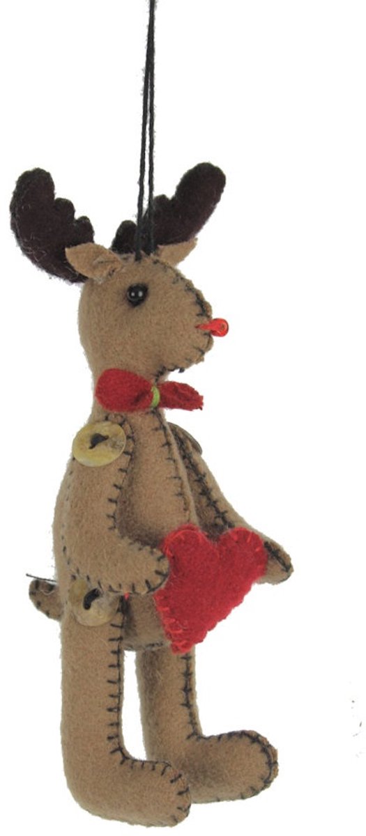 Rendier met hart, vilt 5x5x12,5cm