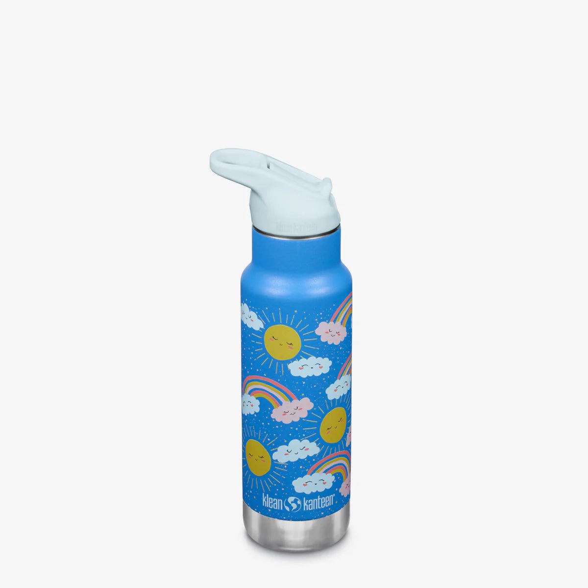 Klean Kanteen Kid Kanteen Classic Insulated 355ml - Flip Sport Cap Rainbows Blue- drinkfles kids - met RVS rietje