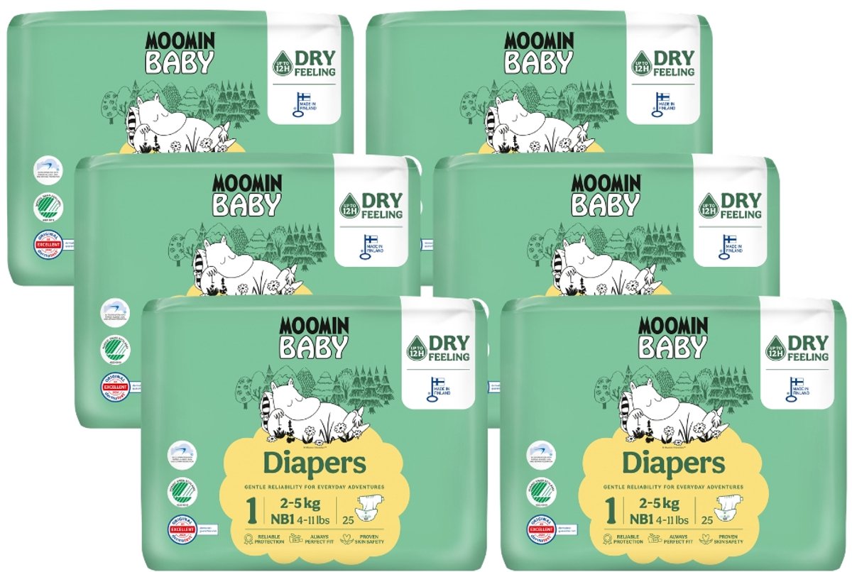 Moomin Baby Eco luiers maat 1 | 150 stuks