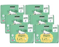 Moomin Baby Eco Wegwerpluiers - Maat 1 - 150 Stuks – 2-5 kg – Hypoallergeen – Gevoelige Huid – Parfumvrij