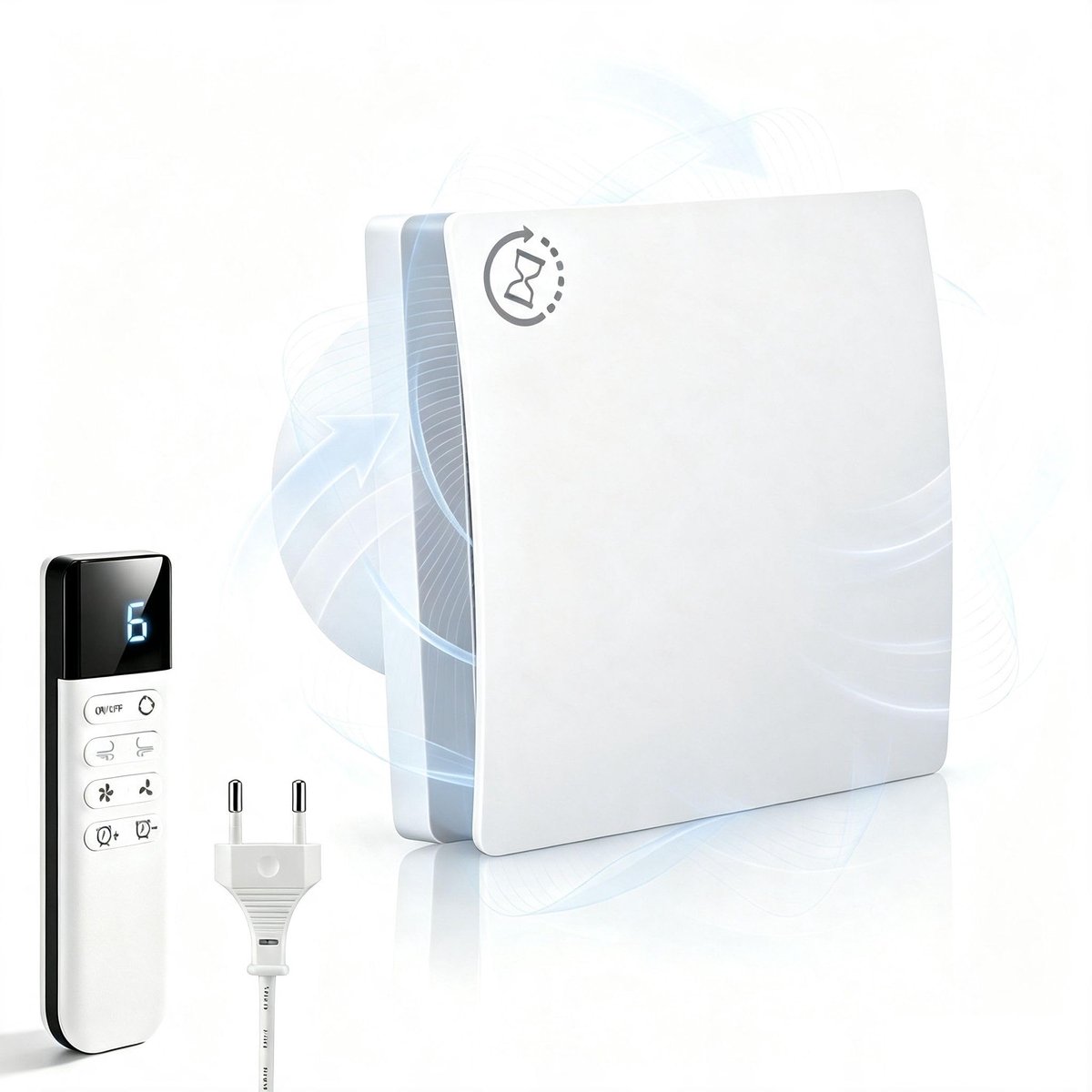 Badkamerventilator met terugloop 100 mm, stille en krachtige afvoerventilator met circulatiefunctie, 9 snelheden, 2 - ShopVlot