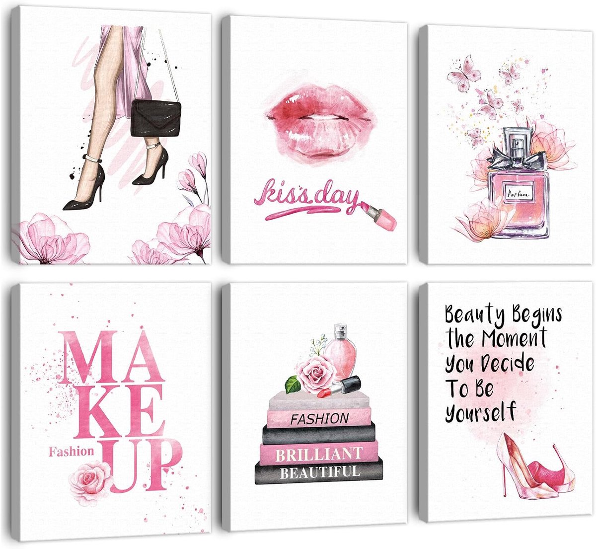 Make-up wanddecoratie - Roze esthetische kunstprint - Inspirerende quotes - Uniek cadeau voor dames - ShopVlot