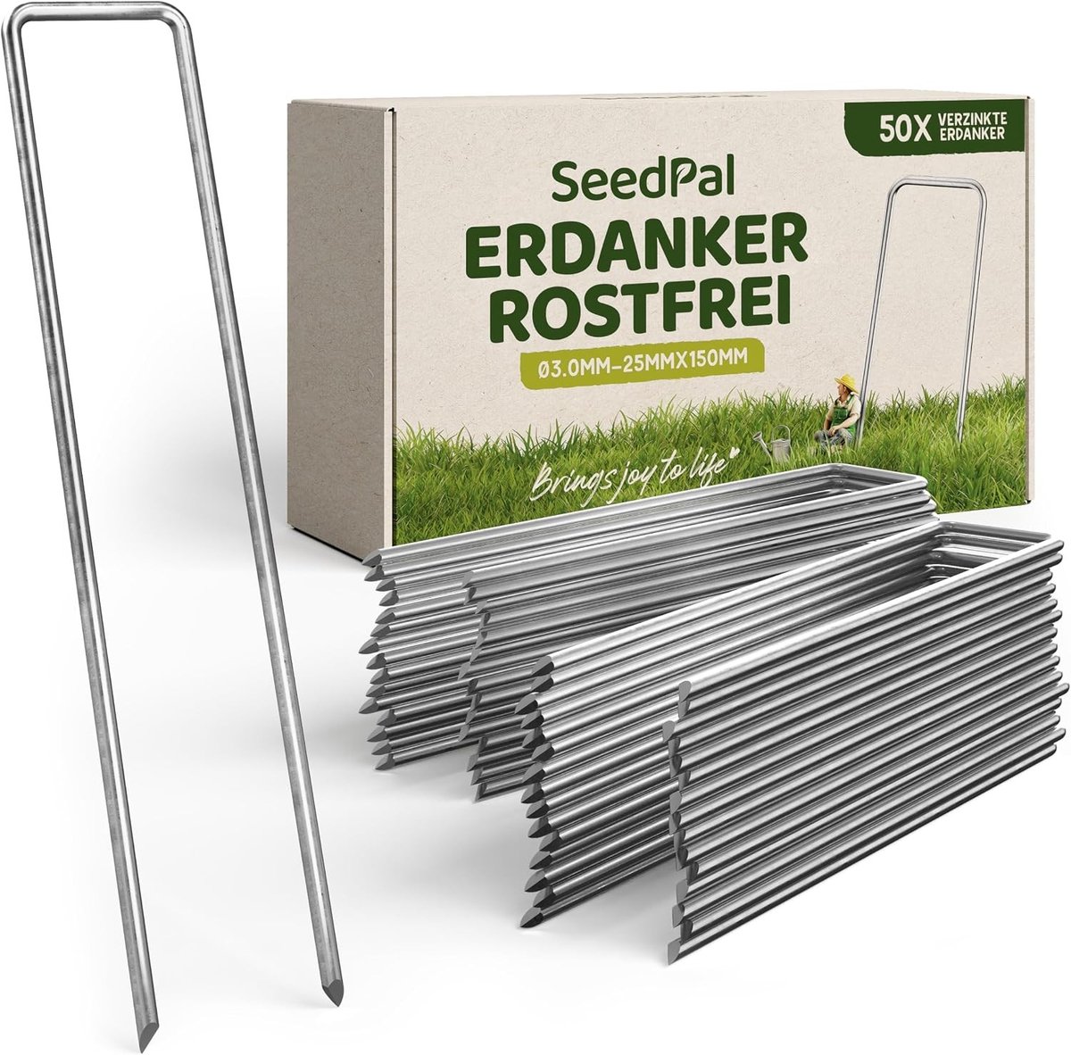 Schroefharingen - Verzinkt Staal - 150 mm x 25 mm x Ø 3 mm - Duurzame Grondpennen voor Tuin en Camping