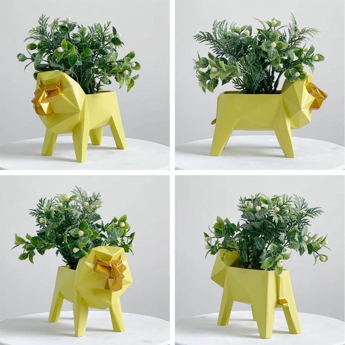 Amoy-Art Lion Gifts Planter Animal Decor Statue Modern Sculpture Figurine Succulent Cacuts Pot Centerpiece Ornament - ShopVlot