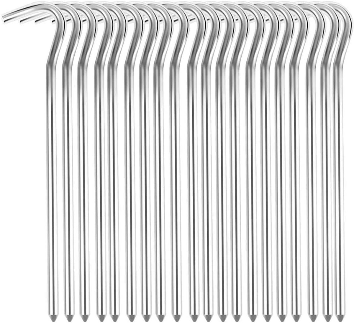 Schroefharingen - Zilver - 18 cm - Aluminium Tentharingen met Haak - Voor Kamperen en Tuinieren