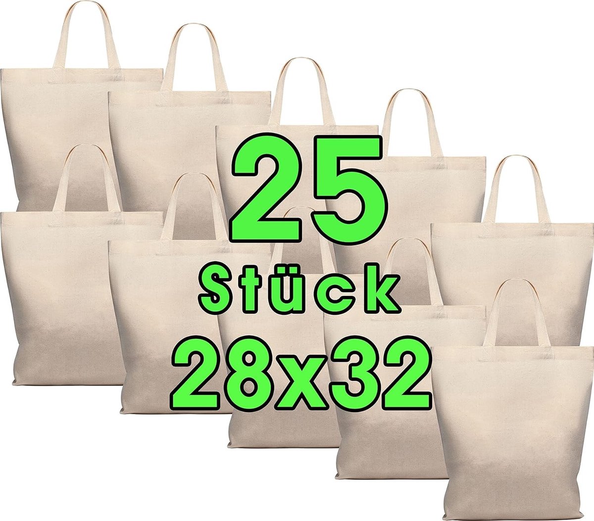 Linnen tasjes onbedrukt - Natuurlijk - 28 x 32 cm - Katoenen draagtas - Set van 25 stuks