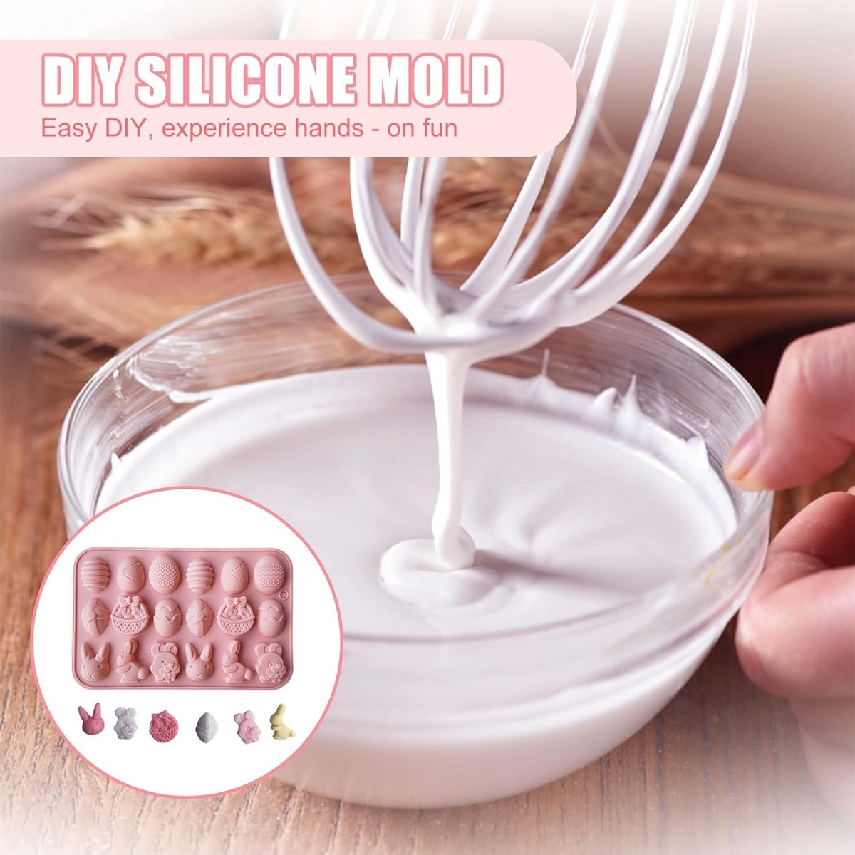 Sloffenring bakvorm - Groen - 19,5 x 12,6 x 1,2 cm - Siliconen met 18 Holtes - Voor Paasbakken en Desserts