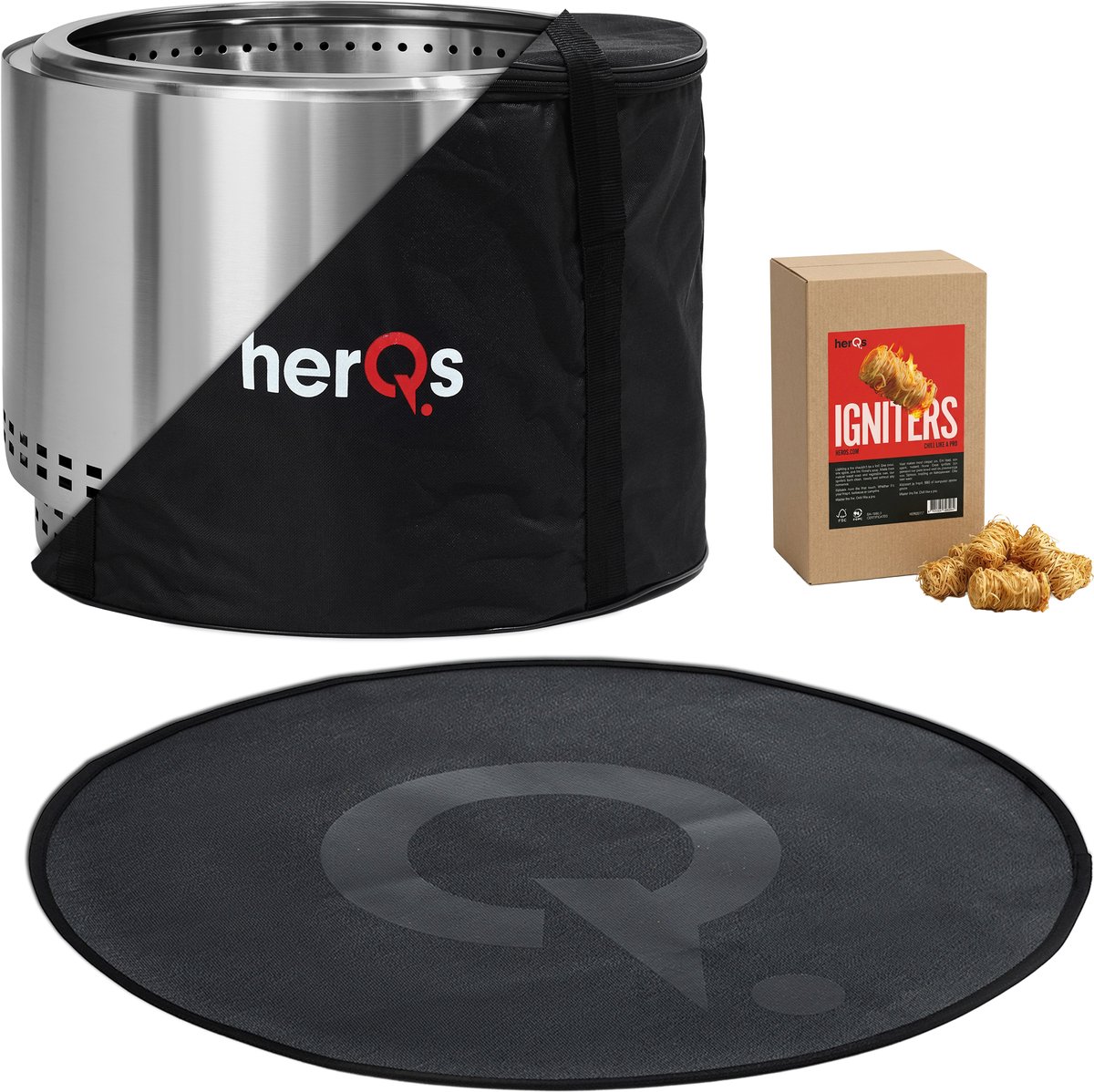 herQs Chief Start Bundle - Chief met 2 accessoires voordeelbundel - Rookloze vuurkorf - Geurloze vuurkorf