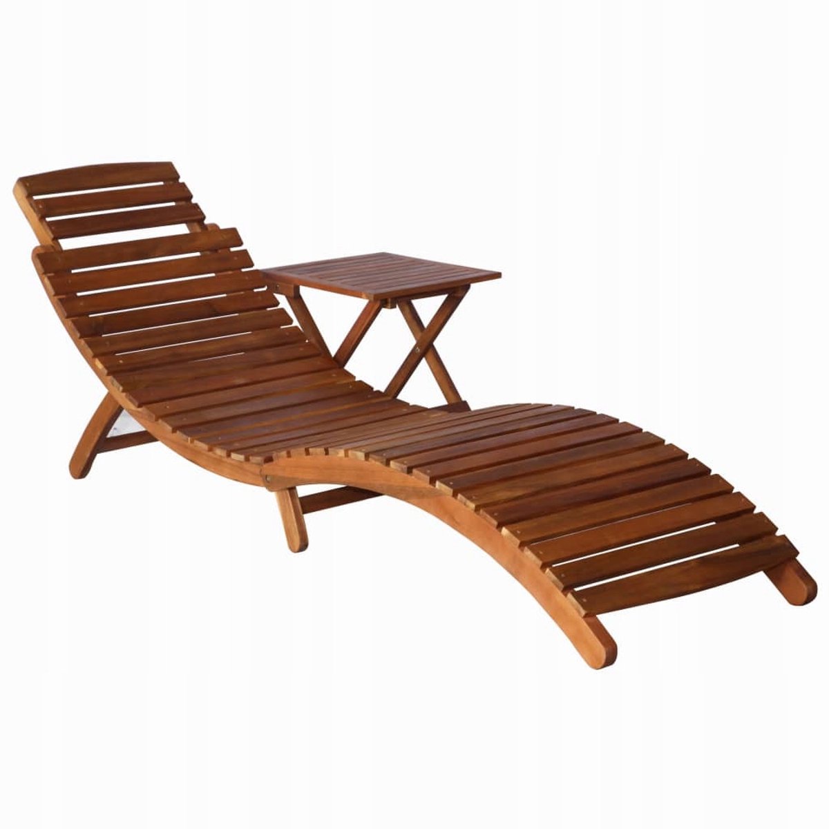 Houten ligstoel met bijzettafel voor tuin en terras