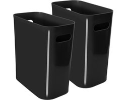 Youngever 2Pcs 10L Slim Dustbin, Reusable Plastic with Handles for Home Office Living Room Study Kitchen Bathroom - ShopVlot