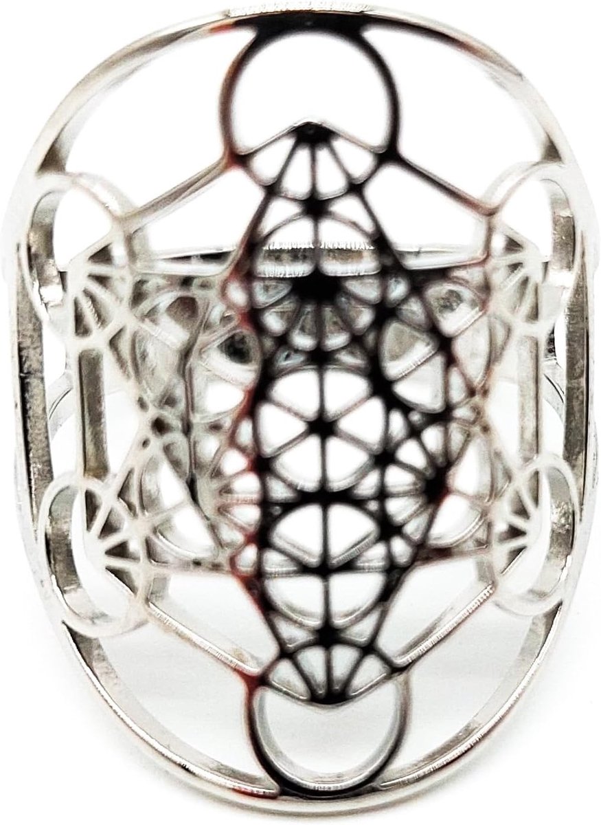 Metatrons Finger Ring Cube One Size Open Stainless Steel in Jewelry Box - Spirituality Happiness Energy Metaphysics - ShopVlot