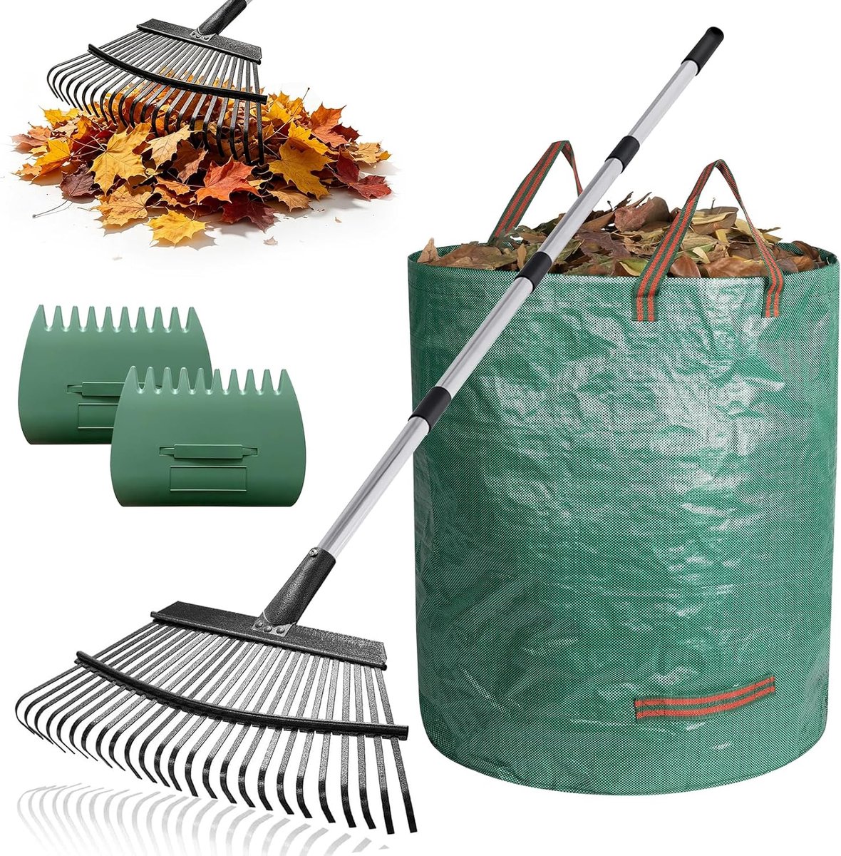 Bladhark met steel, 106-180 cm verstelbare lange hark tuin - ShopVlot