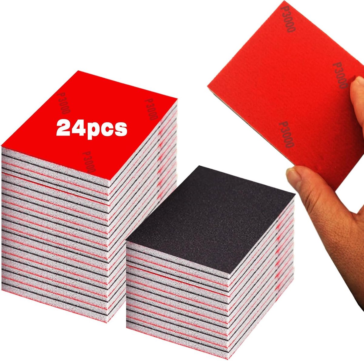 Sanding Sponge Set, 24 Pieces, Scouring Sponges, P4000 Grit Scouring Block, Wet Sanding Pad, Wet and Dry, Sandpaper - ShopVlot