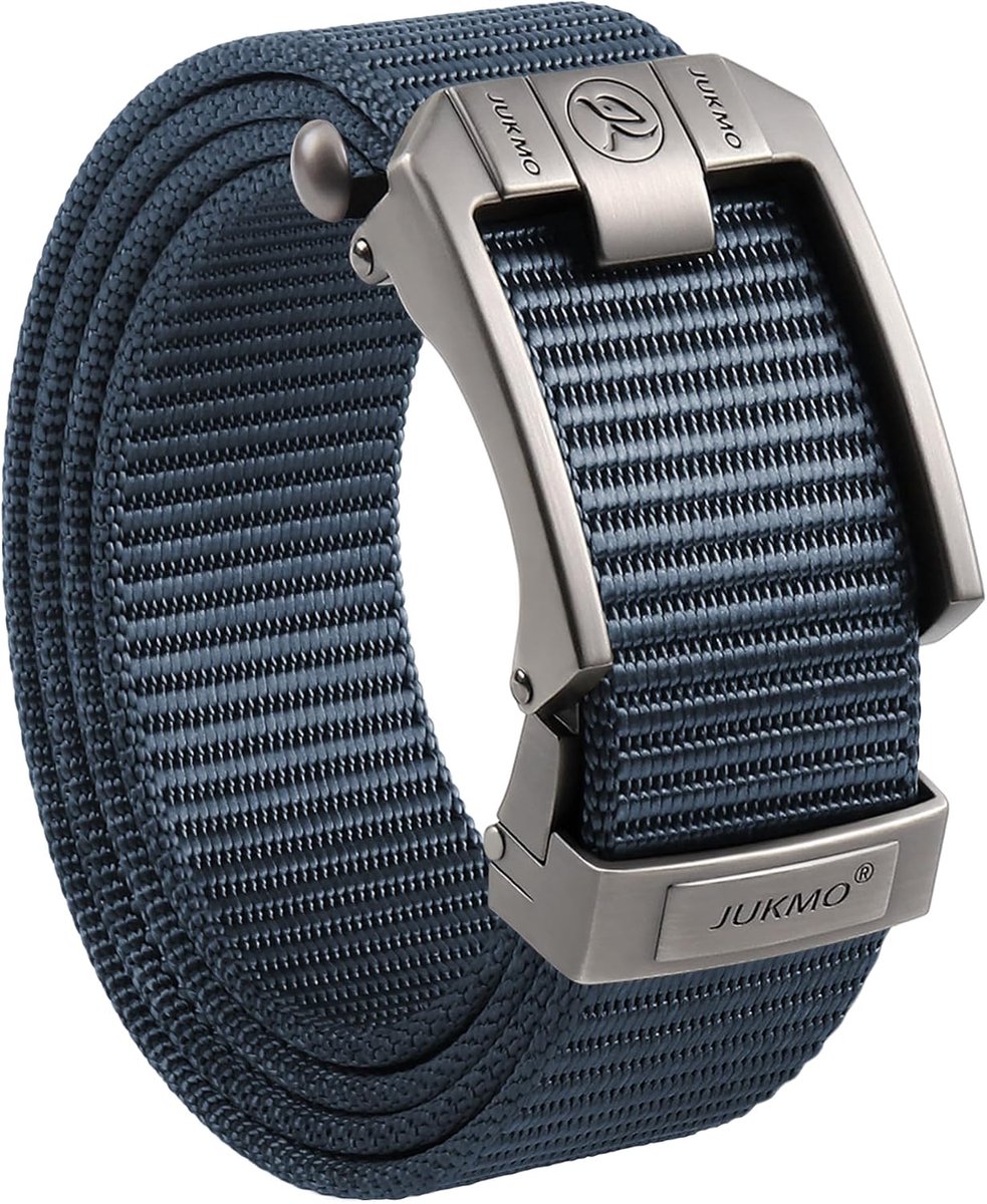 JUKMO Ratchet Strap for Men, Nylon Web Tactical Belt with Automatic Slide Buckle, Adjustable Trim to Fit - ShopVlot