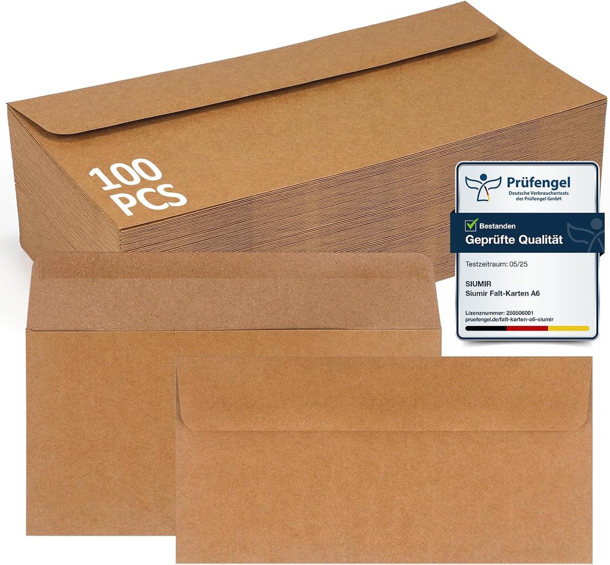 Envelopes, 100 envelopes, size long, 220 x 110 mm, strong paper 120 g/m² - envelopes in kraft brown envelopes - ShopVlot
