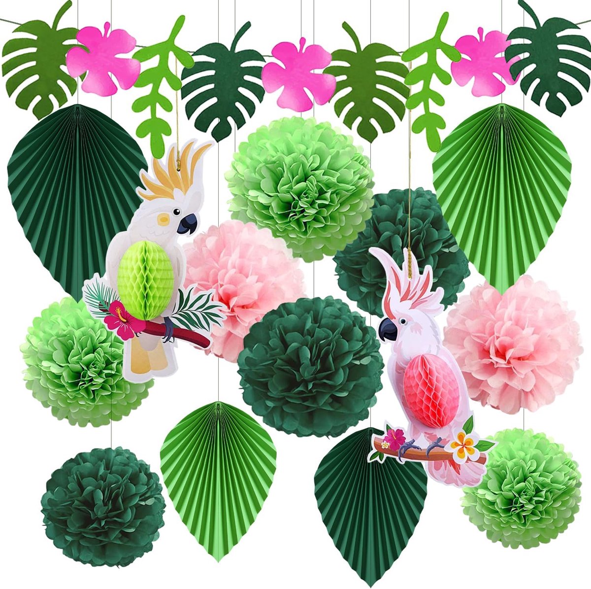 YBwanli Feestdecoraties Tuinfeest Verjaardagsdecoraties Groene Bladeren Zomerfeest Decoraties Hawaiiaanse - ShopVlot