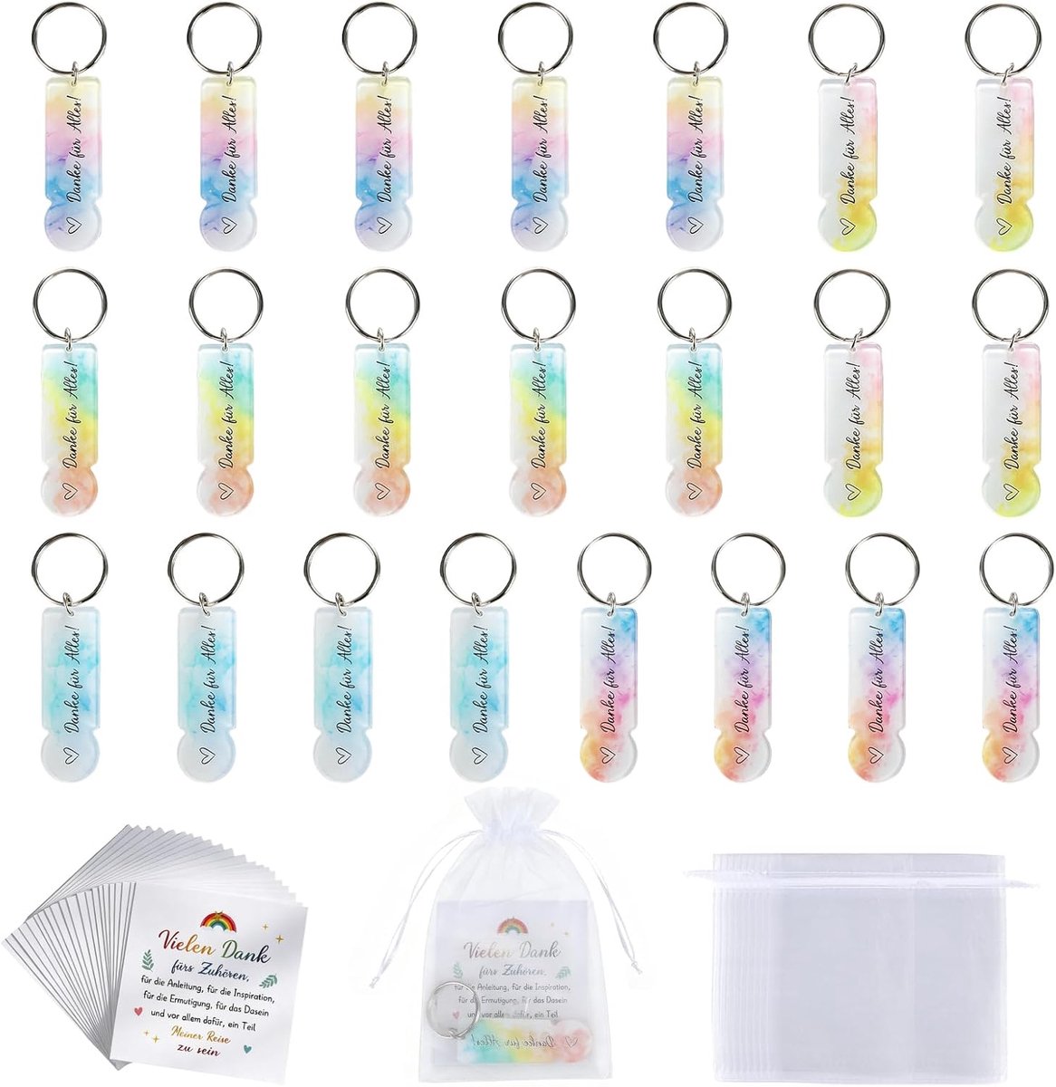 22 stuks acryl winkelwagenchip sleutelhangerset, bedankt voor alles verwijderbare winkelchip, bedankcadeau - ShopVlot