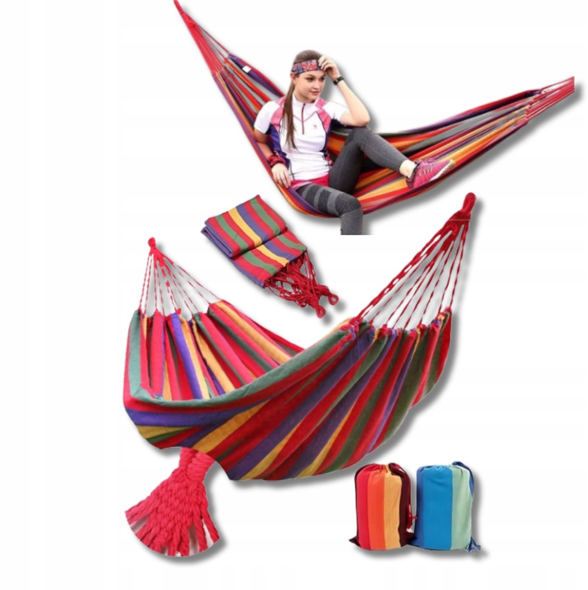 Grote Hangmat 80x185cm Ademend voor Tuin, Balkon & Camping - 100kg