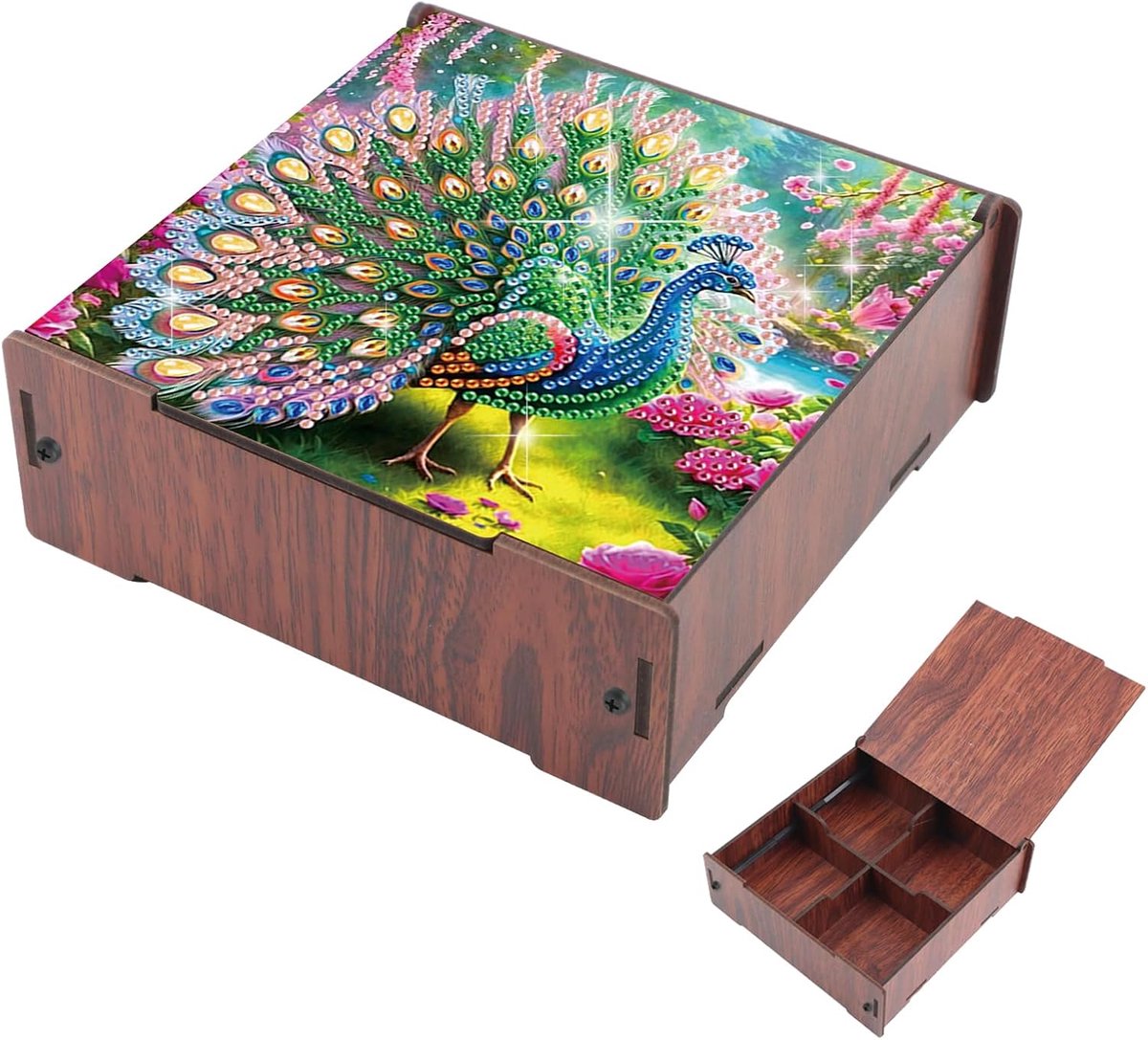 JICFDAO Doe-het-zelf Diamond Painting Bureau-organizer met 4 vakken, opbergdoos met deksel, multifunctionele - ShopVlot
