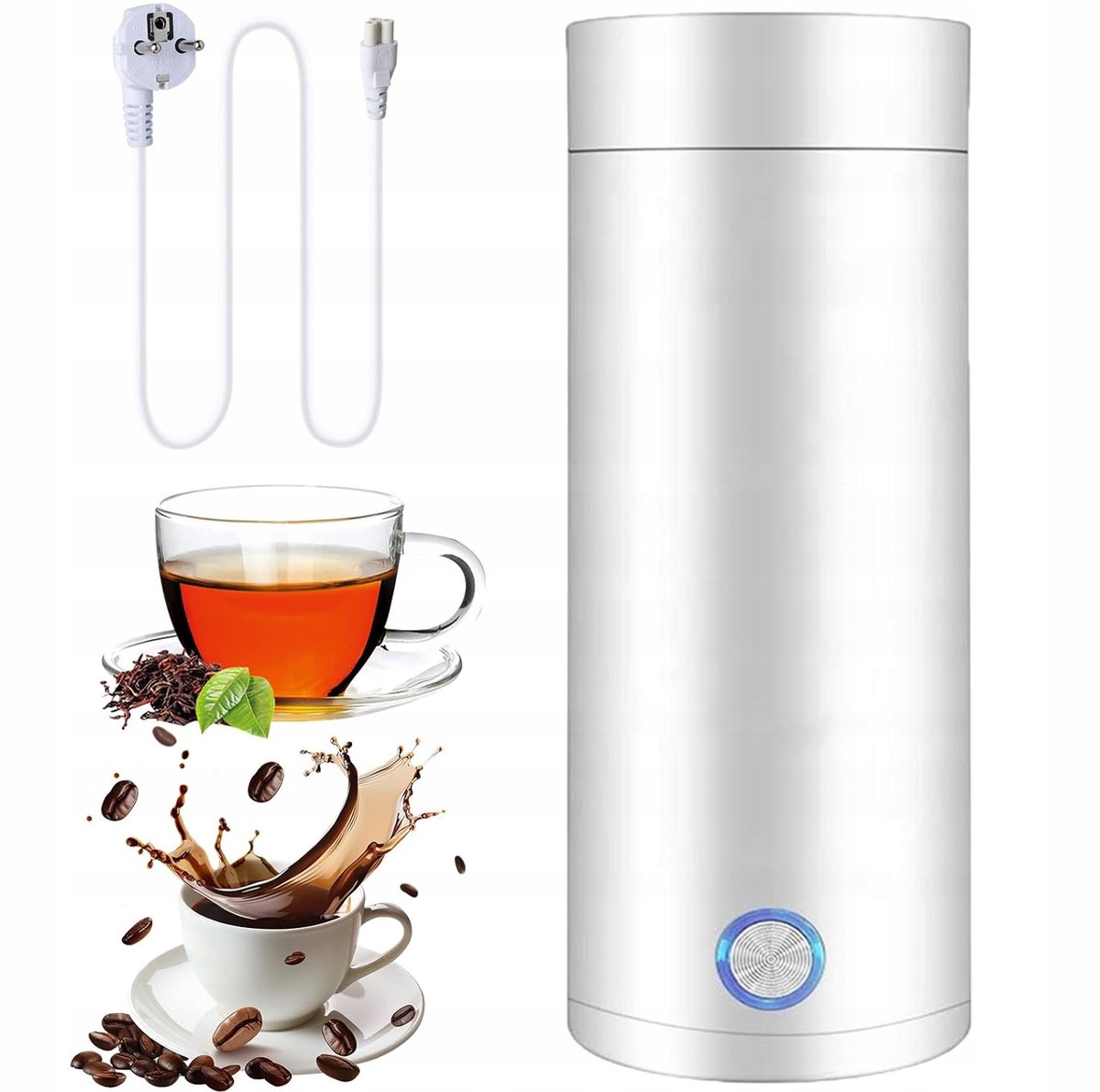 Mini Waterkoker - Draagbare Waterkoker - Kleine Waterkoker - Reiswaterkoker - 400 ml - 304 RVS Binnenkant - 4-5 Min Snel Koken - Automatische Uitschakeling - Lekvrij Deksel - Voor Auto & Kantoor & Reis