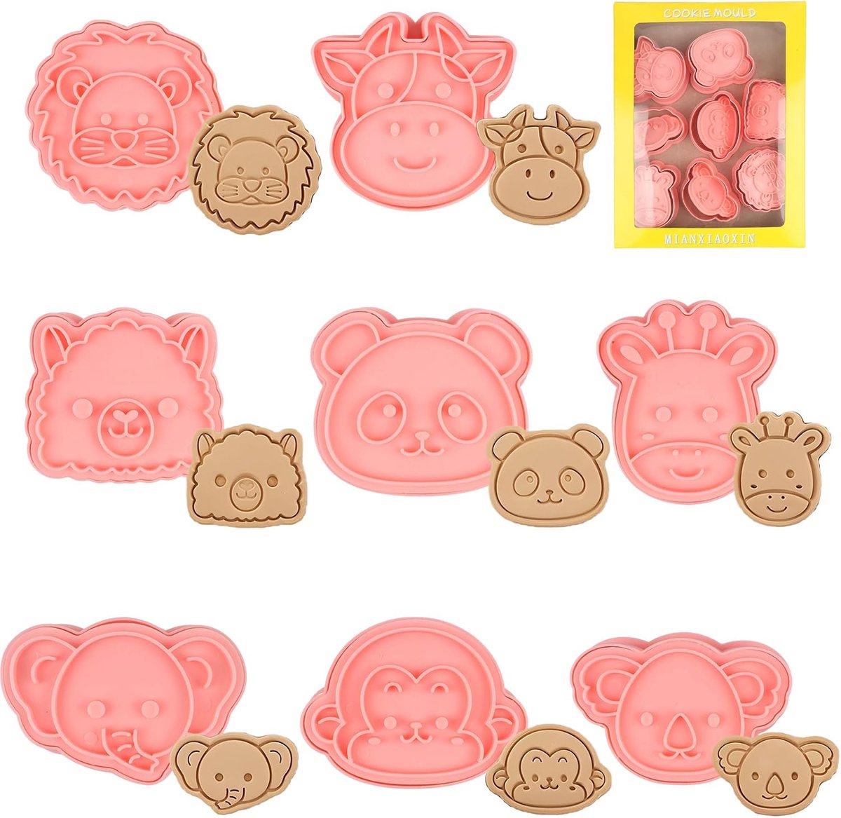 Animal Cutters with Embossing Tools, 8 Piece Set of Cute 3D Animal Embossing Moulds for Cookies Fondant and Cheese - ShopVlot