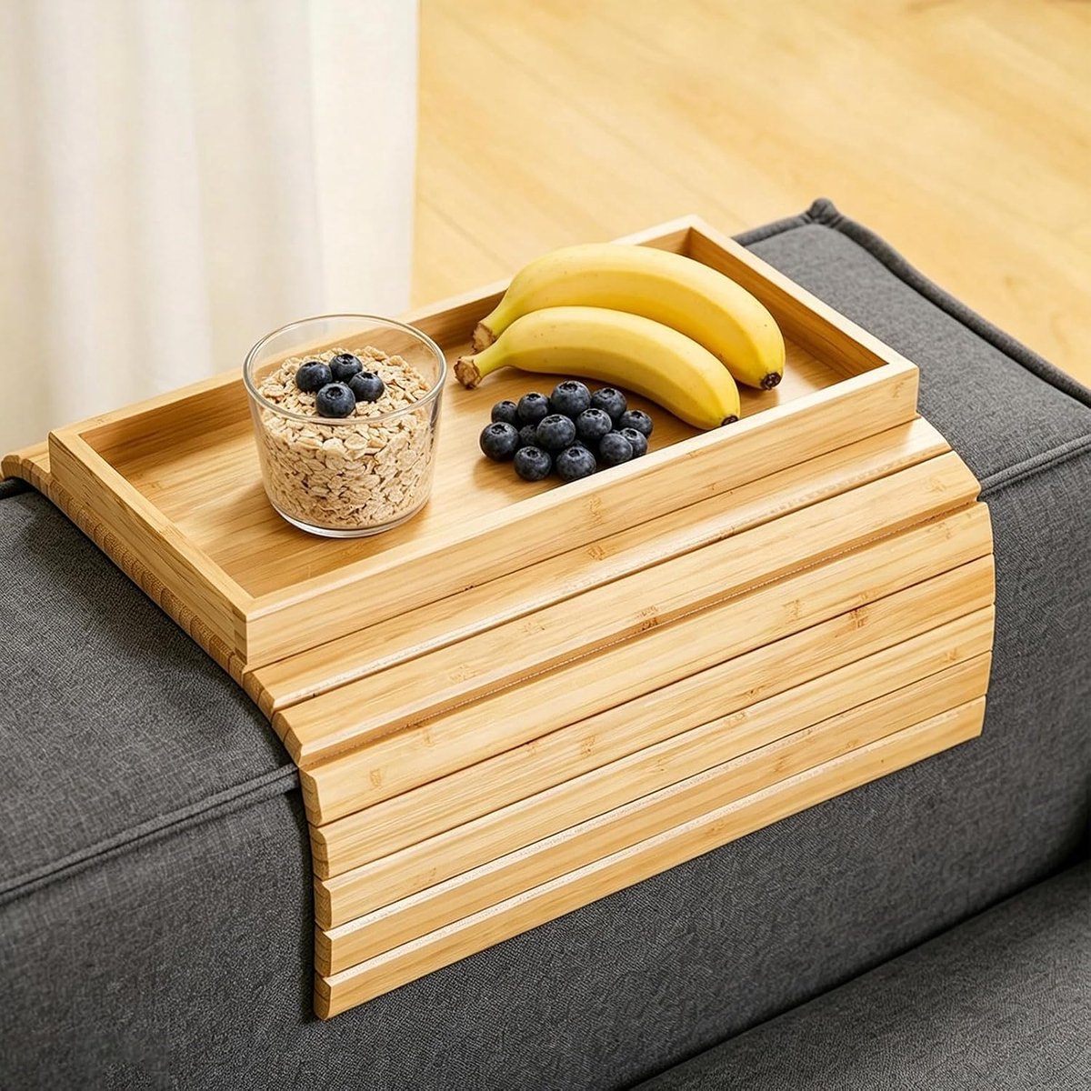 Sofa tray with armrest,foldable as a shelf for side table,sofa,foldable bamboo tray,sofa armrest tray,bamboo sofa - ShopVlot