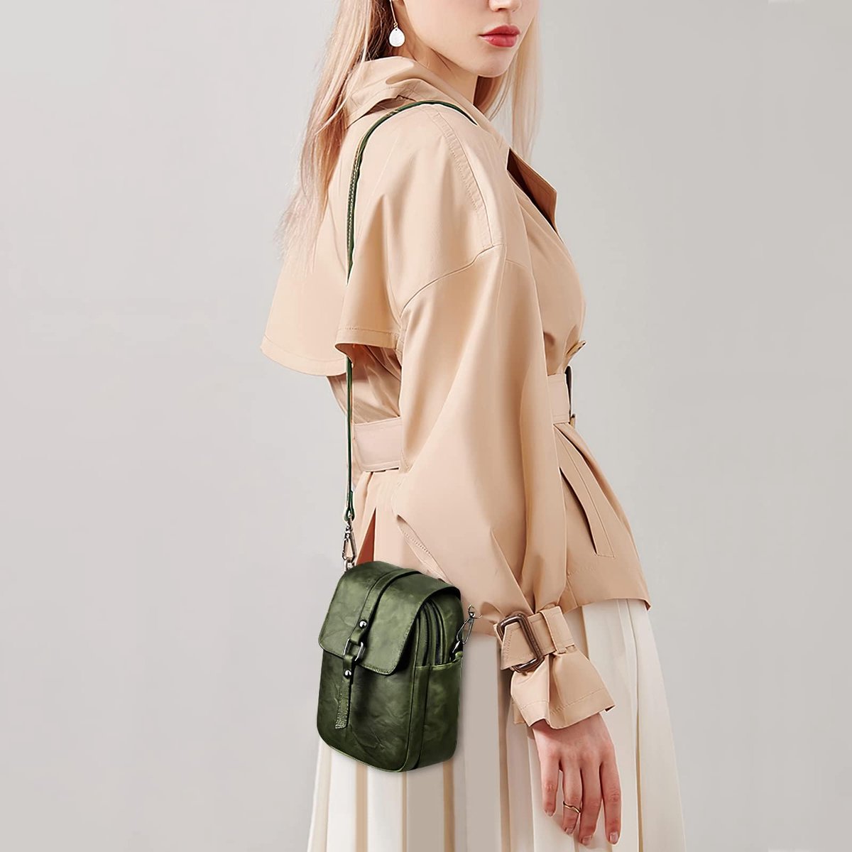 LassZone Vrouwen Kleine Crossbody Telefoon Tas Vegan Lederen Schouder Handtassen Mobiele Telefoon Portemonnee Met - ShopVlot