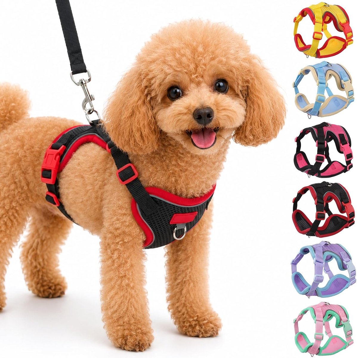 Leash and Harness Set for Small Medium Dogs Cats Reflective Breathable Soft Mesh Puppy Harness No Choking Adjustable - ShopVlot