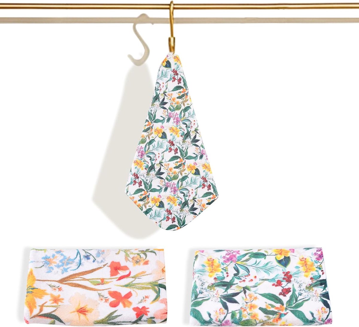 Vintage bloemen keukenhanddoeken, 2 stuks katoenen theedoeken absorberende vaatdoeken hand theedoek voor het reinigen - ShopVlot