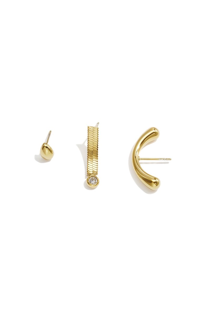 Lyra - Oorbellenset - Zirkoon - Stainless Steel - - Goud