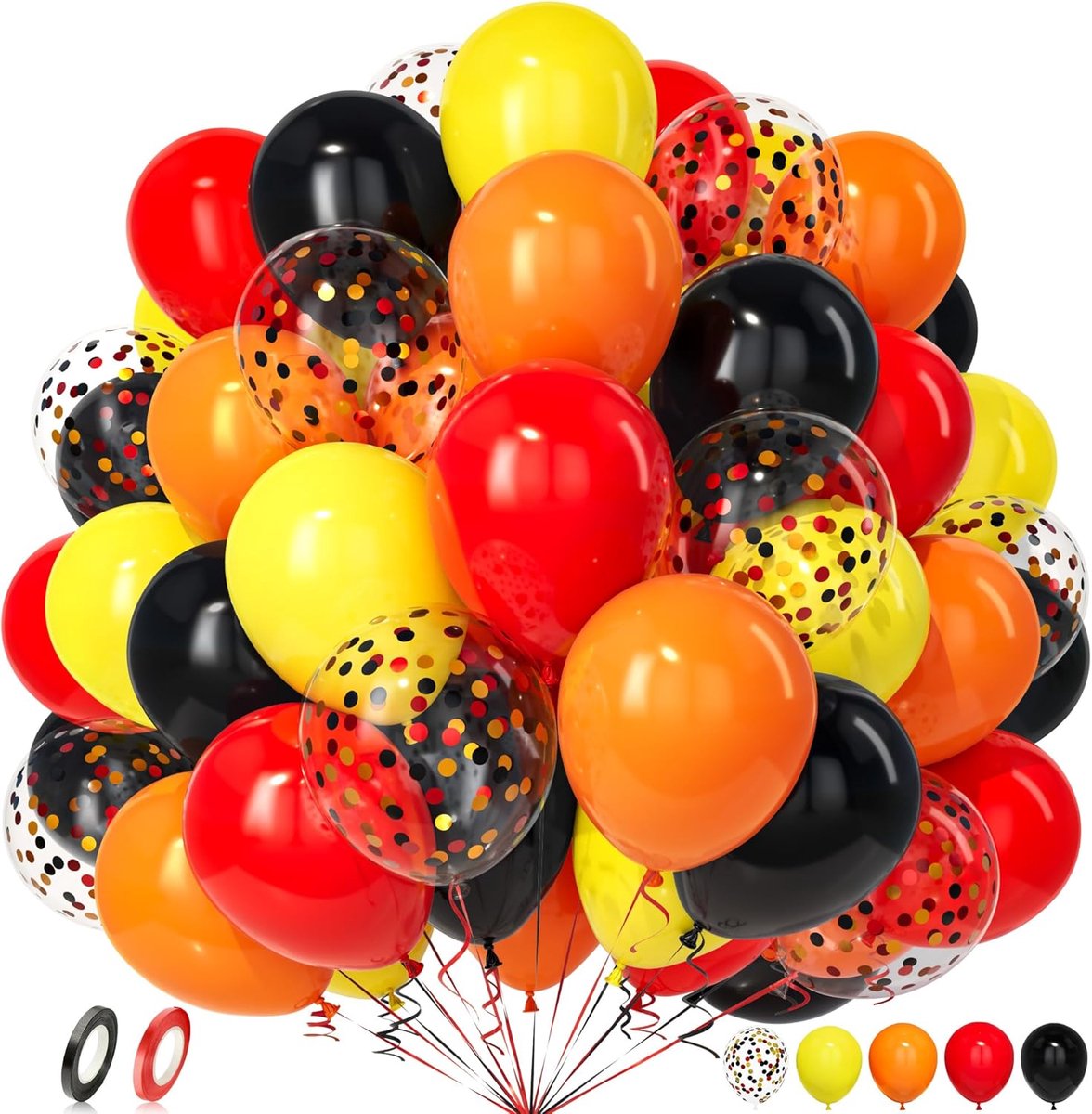 Unisun Balloons Yellow Black Orange Red, 50 Pieces Latex Balloons Yellow Black Red Confetti Balloons Girls Women Child - ShopVlot