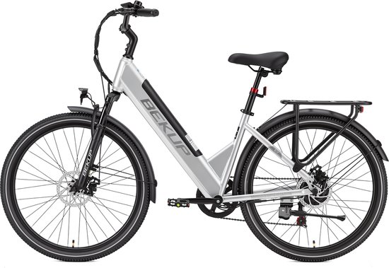 Bekup V1 Elektrische Fiets - 26" Banden - 250W Motor - 36V14.5AH Accu -Actieradius Tot 75 Km - Shimano 7 Versnellingen - Mechanische Schijfremmen - Zilver — afbeelding 2